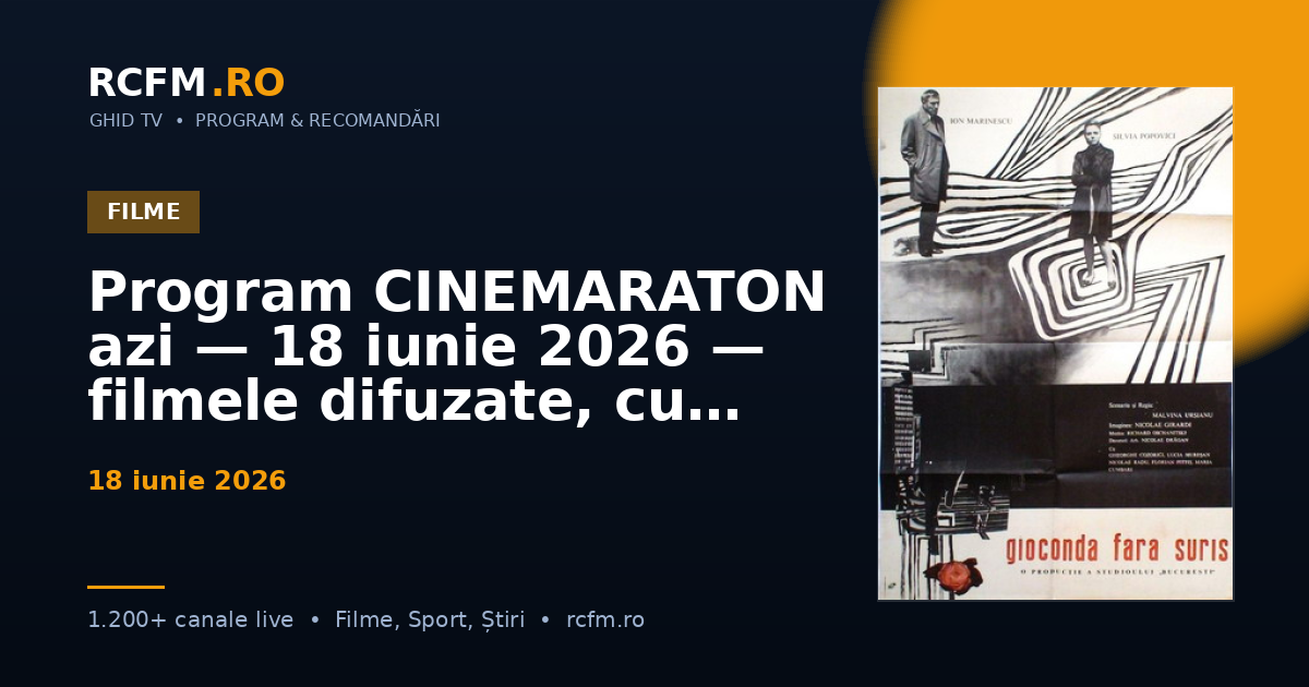 Program CINEMARATON azi — 18 iunie 2026 — filmele difuzate, cu rating