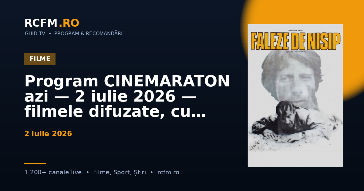 Program CINEMARATON azi — 2 iulie 2026 — filmele difuzate, cu rating