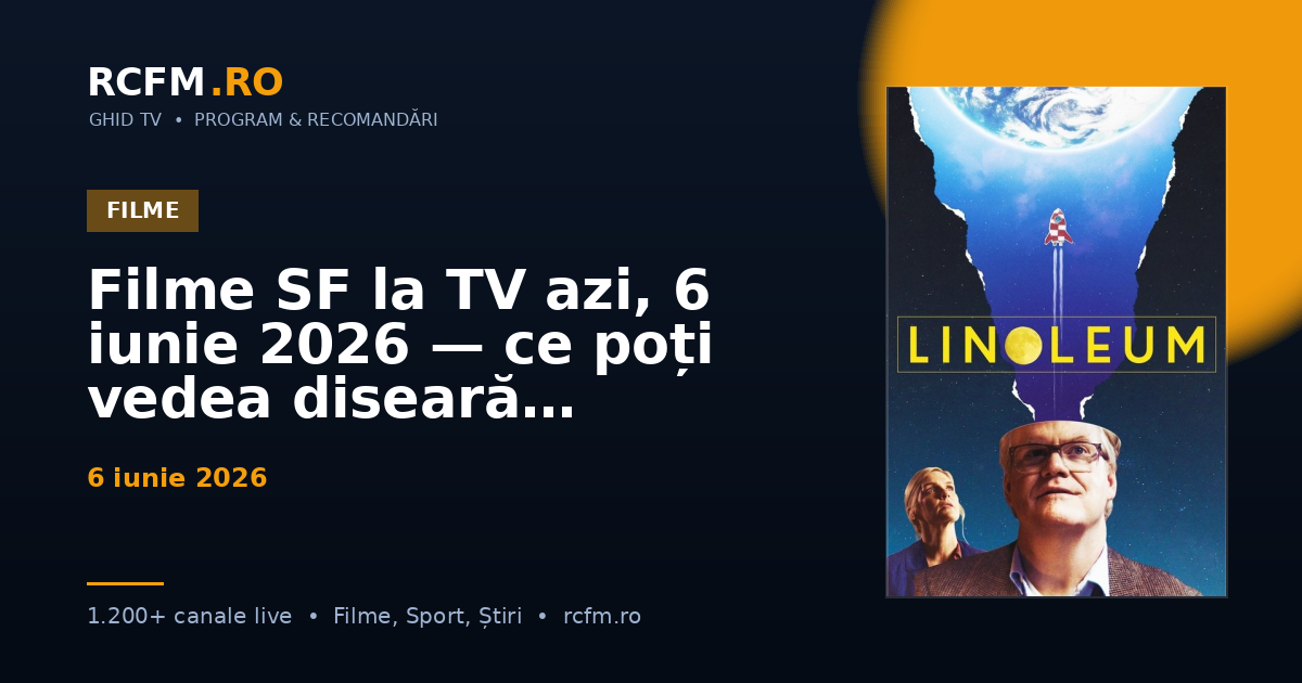 Filme SF la TV azi, 6 iunie 2026 — ce poți vedea diseară