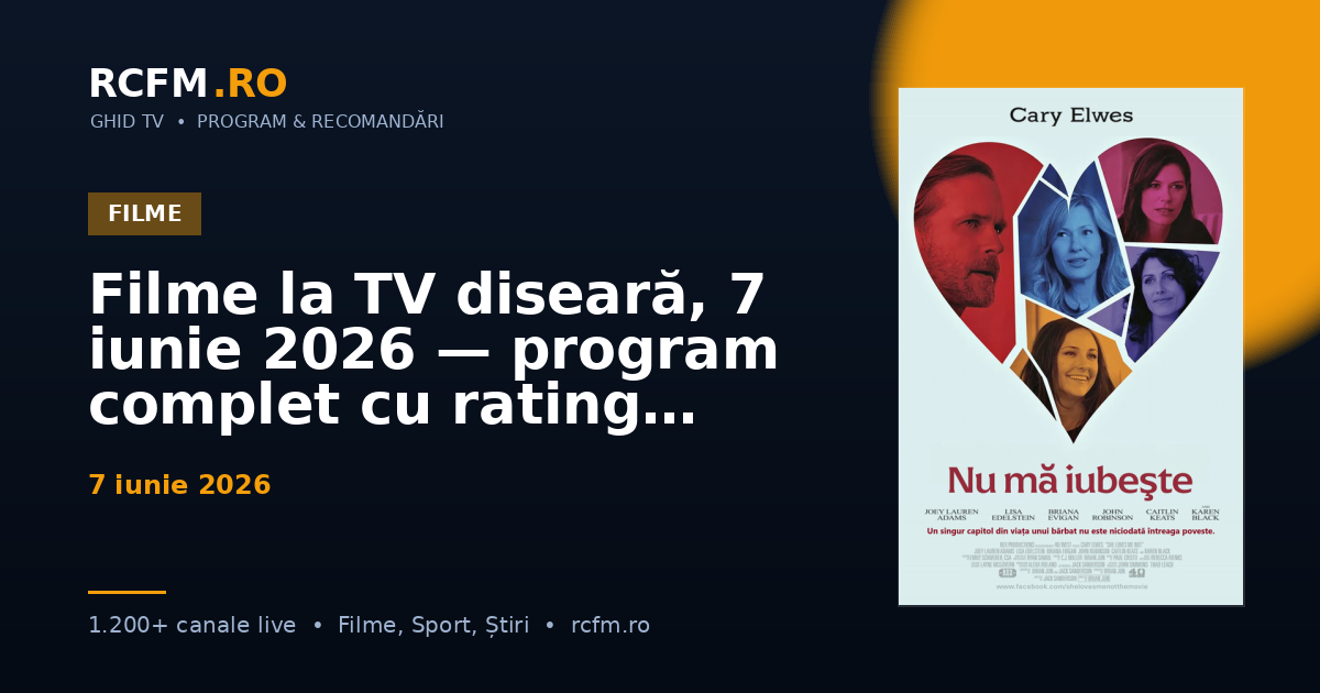 Filme la TV diseară, 7 iunie 2026 — program complet cu rating
