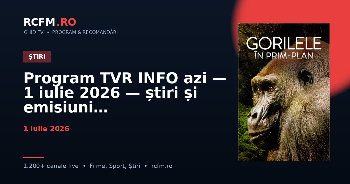 Program TVR INFO azi — 1 iulie 2026 — știri și emisiuni