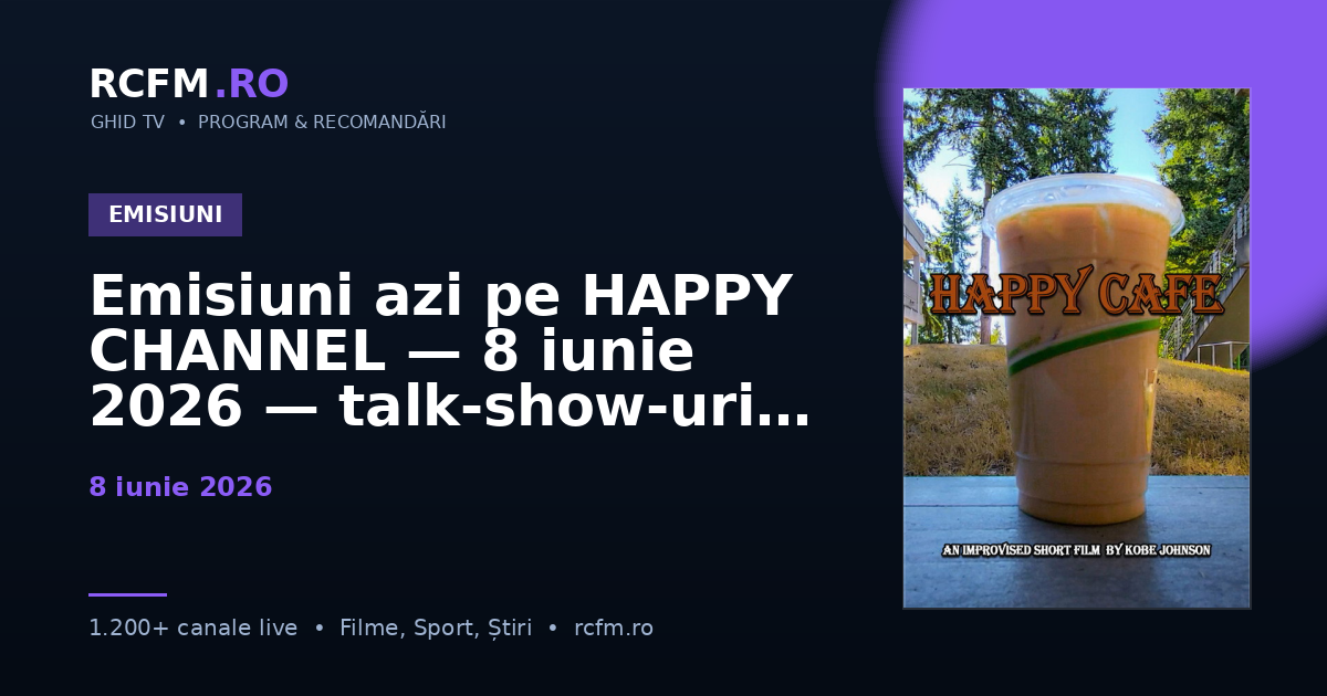 Emisiuni azi pe HAPPY CHANNEL — 8 iunie 2026 — talk-show-uri și divertisment
