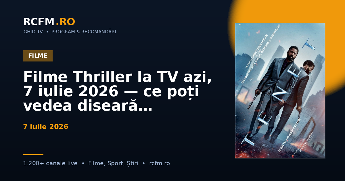 Filme Thriller la TV azi, 7 iulie 2026 — ce poți vedea diseară