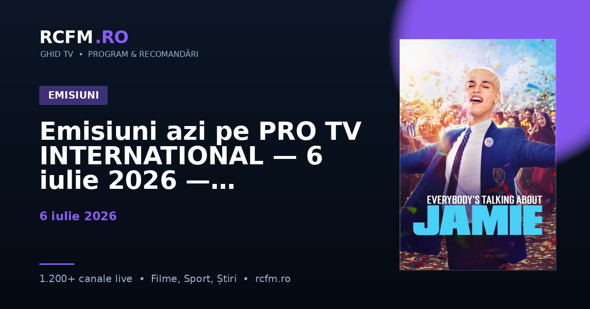 Emisiuni azi pe PRO TV INTERNATIONAL — 6 iulie 2026 — talk-show-uri și divertisment