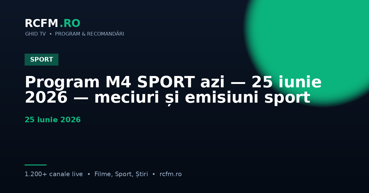 Program M4 SPORT azi — 25 iunie 2026 — meciuri și emisiuni sport