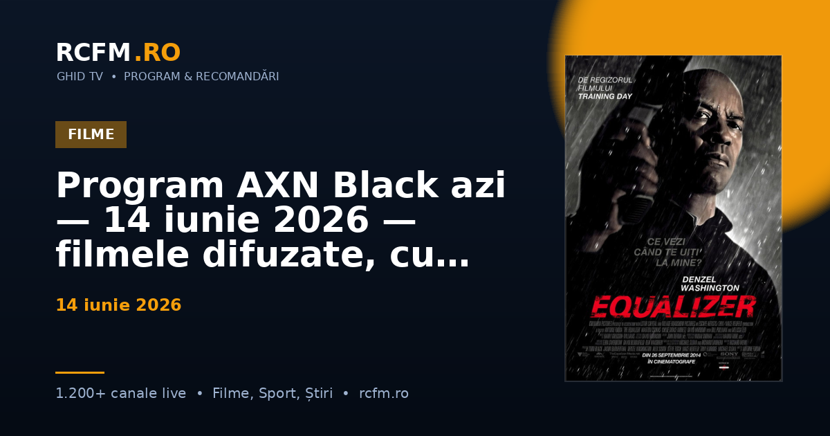 Program AXN Black azi — 14 iunie 2026 — filmele difuzate, cu rating