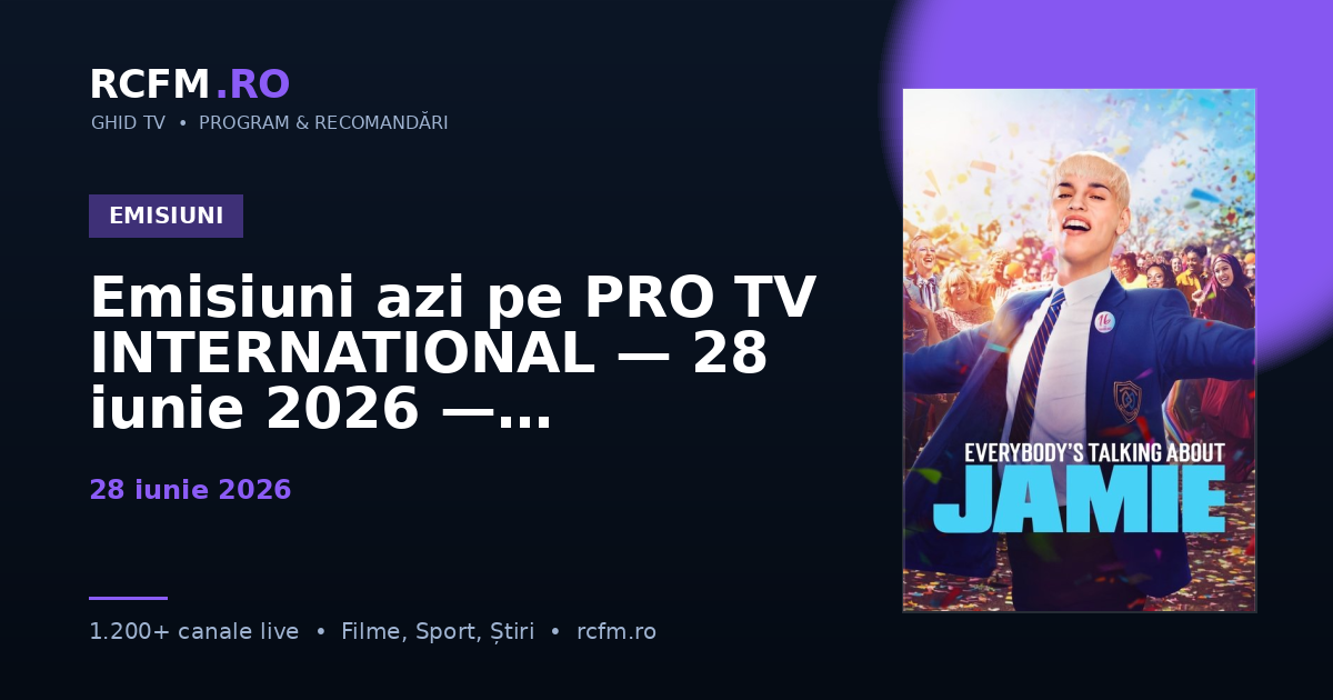 Emisiuni azi pe PRO TV INTERNATIONAL — 28 iunie 2026 — talk-show-uri și divertisment