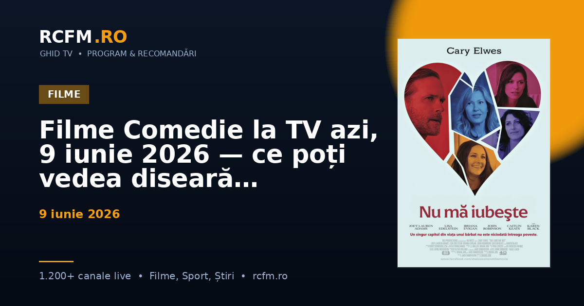 Filme Comedie la TV azi, 9 iunie 2026 — ce poți vedea diseară