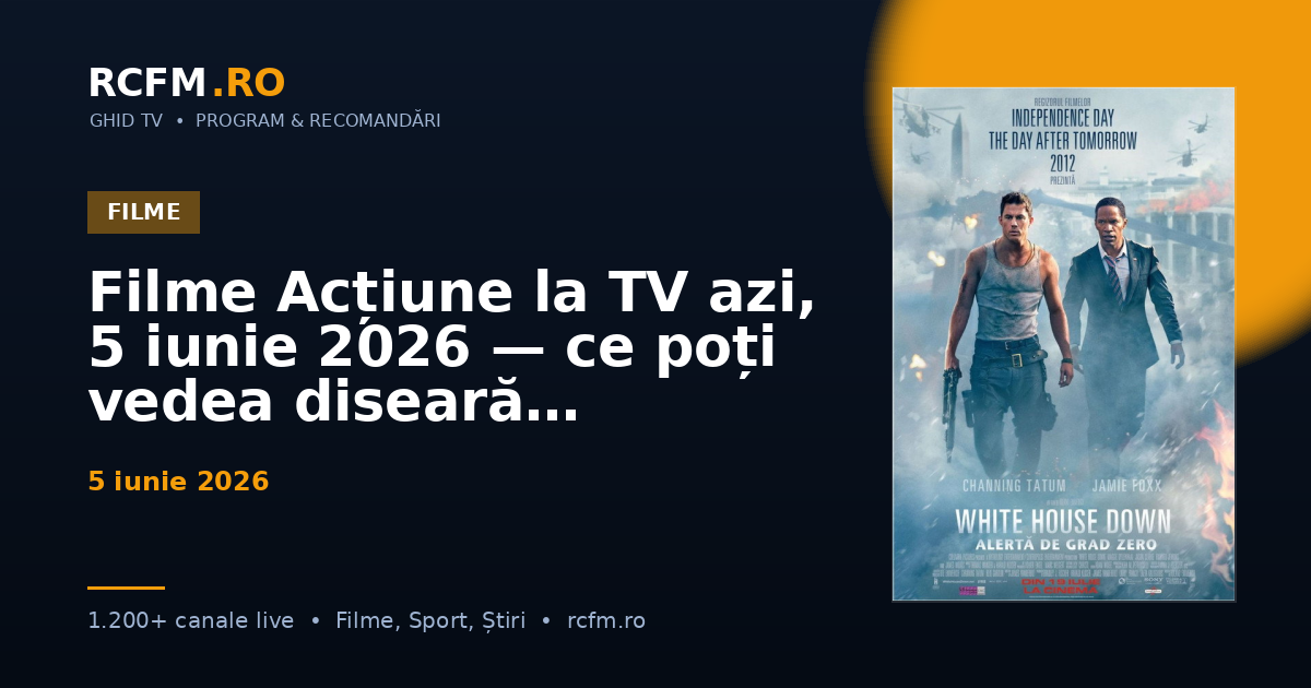Filme Acțiune la TV azi, 5 iunie 2026 — ce poți vedea diseară